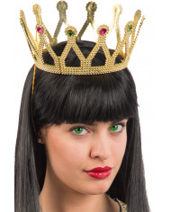 Crown in golden plastic with colored gems. To feel like a queen Crown in golden plastic with colored gems. To feel like a queen