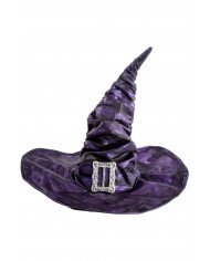 Witch hat high cm.42 in purple curled fabric decorated with a
