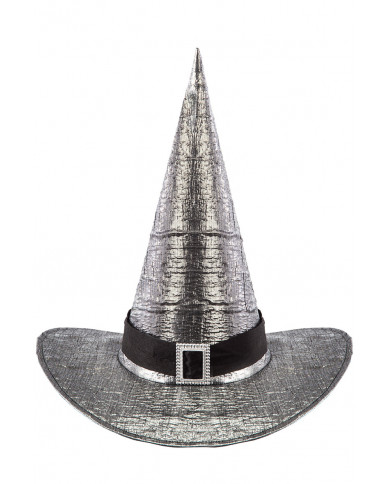 Witch hat high cm.4 in grey metallic fabric decorated with
