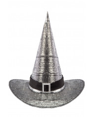 Witch hat high cm.4 in grey metallic fabric decorated with