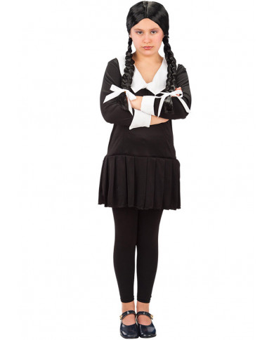Wednesday Addams costume for kid with stretchy dress.