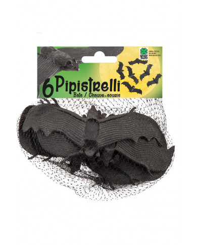 6 plastic bats, width cm.13, to decorate your Halloween party. 6 plastic bats, width cm.13, to decorate your Halloween party.