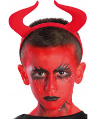 Headband in red fabric with devil horns, for an infernal Headband in red fabric with devil horns, for an infernal