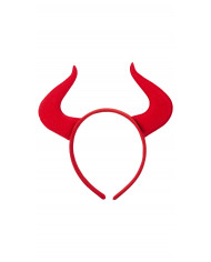 Headband in red fabric with devil horns, for an infernal Headband in red fabric with devil horns, for an infernal