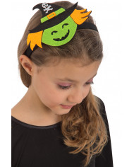 Headband with nice witch felt decoration, ideal for Halloween. Headband with nice witch felt decoration, ideal for Halloween.