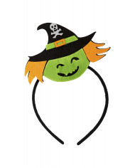 Headband with nice witch felt decoration, ideal for Halloween. Headband with nice witch felt decoration, ideal for Halloween.