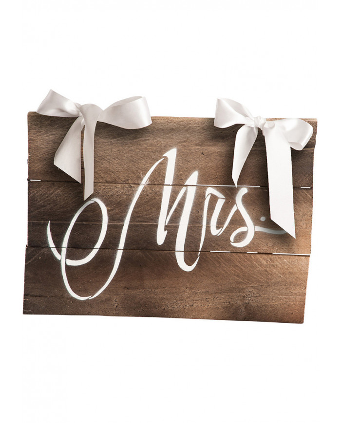 Place Card Wedding (Mrs) In Wood Cm.27X37