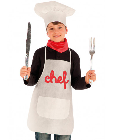 Ensemble déguisement chef pour enfants (tablier, longueur 50 cm Ensemble déguisement chef pour enfants (tablier, longueur 50 cm