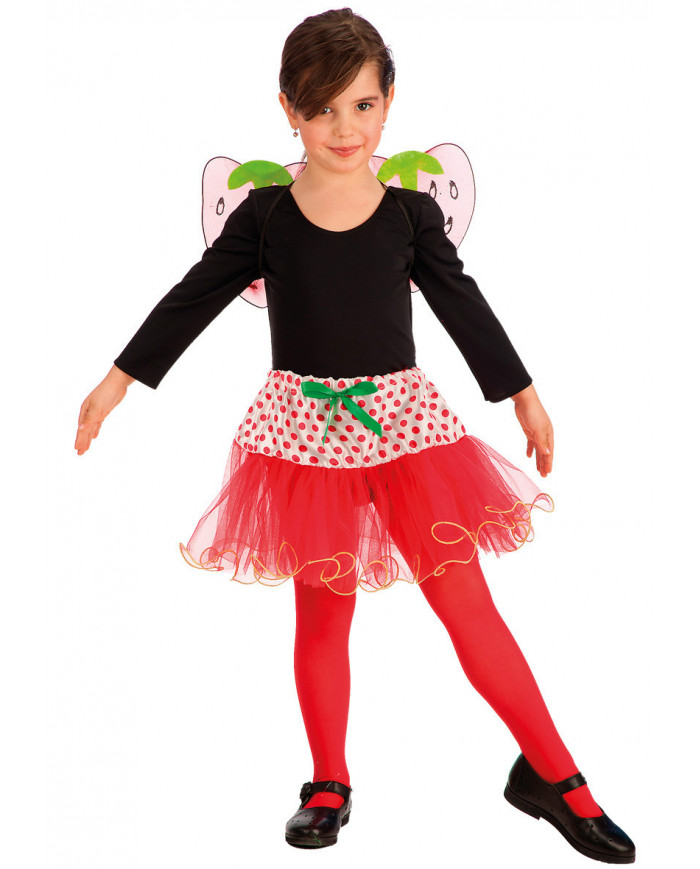 Ensemble déguisement fraise pour filles (jupe, ailes hauteur 22x40 cm