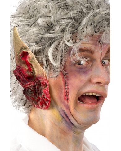 Pointed latex ears with wounds and blood splatters to complete Pointed latex ears with wounds and blood splatters to complete