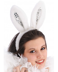 White Plush Rabbit Headband In Pbh H.Cm.17