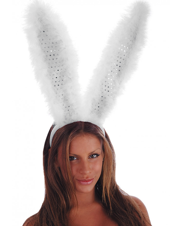 Giant White Plush Rabbit Headband In Pbh H.Cm.35