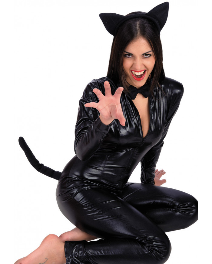 Black Cat Set On Card (Headband, Bow And Tail)