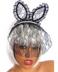 Black Lace Headband W/Veil