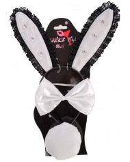 Bunny Set W/Lace And Lurex (Headband, Tail And Bowtie) On Card
