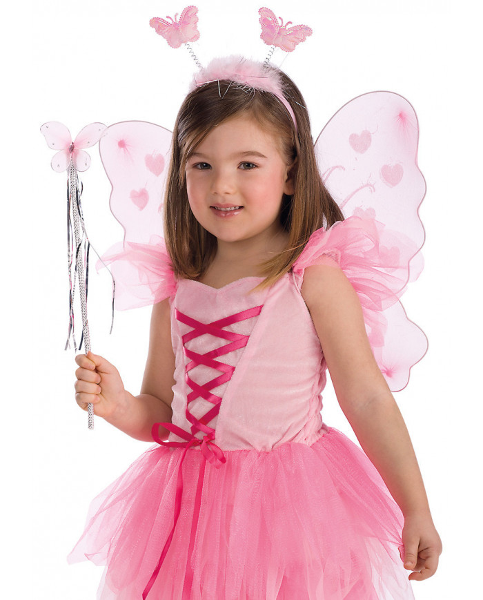Pink Butterfly Set (Wings, Headband And Wand) In Pbh