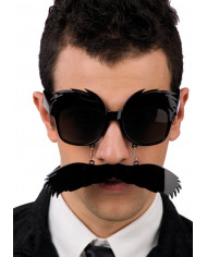 Gafas negras con bigote sobre cartoncillo