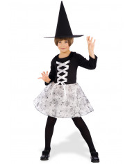 Witch White costume for kid with stretchy dress with veil