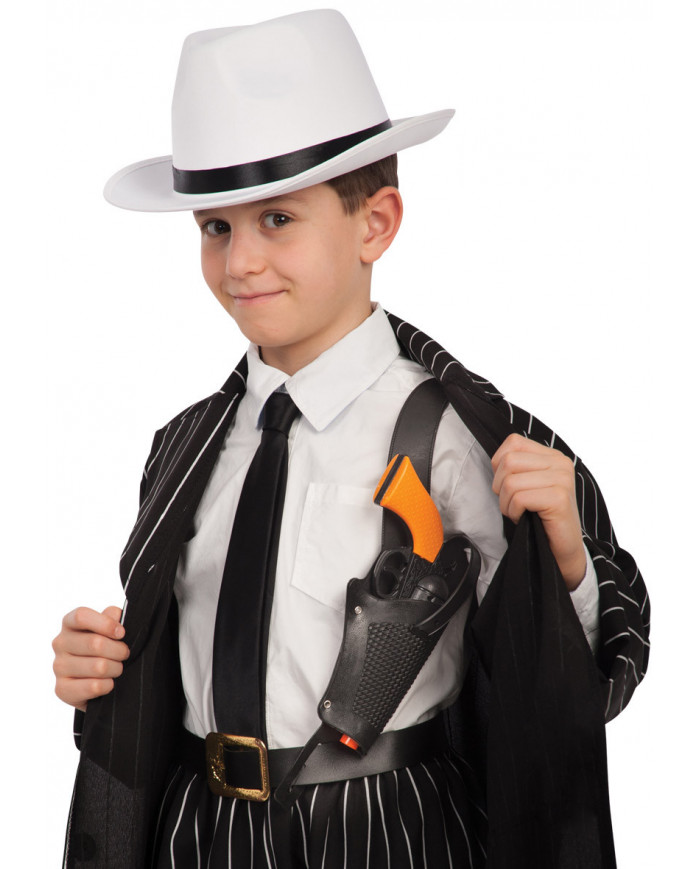 Pistolet avec étui d’épaule dans une pochette avec carte d’en-tête