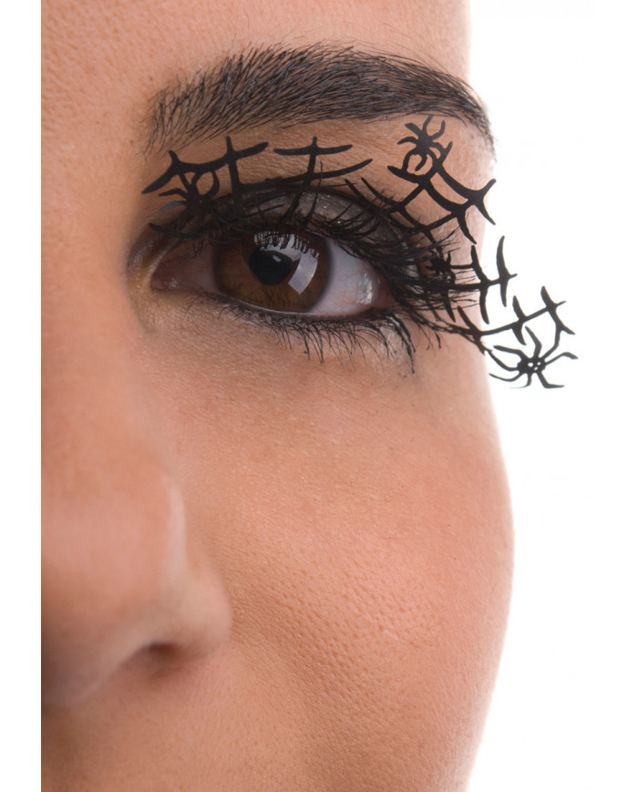 Ciglia in plastica nere raffiguranti ragni e ragnatele Le