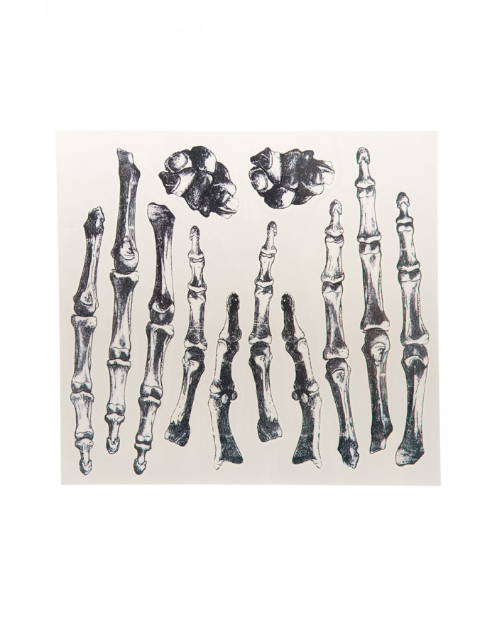 Temporary tattoos in the shape of hand bones for a horror