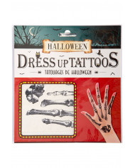 Temporary tattoos in the shape of hand bones for a horror