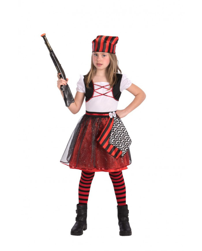 Pirate costume for kid with stretch fabric dress with satin and