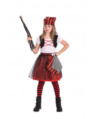 Pirate costume for kid with stretch fabric dress with satin and