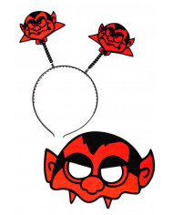 Set consisting of fabric mask and headband with antennas with