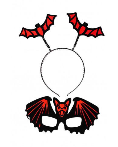 Set consisting of fabric mask and headband with antennas with