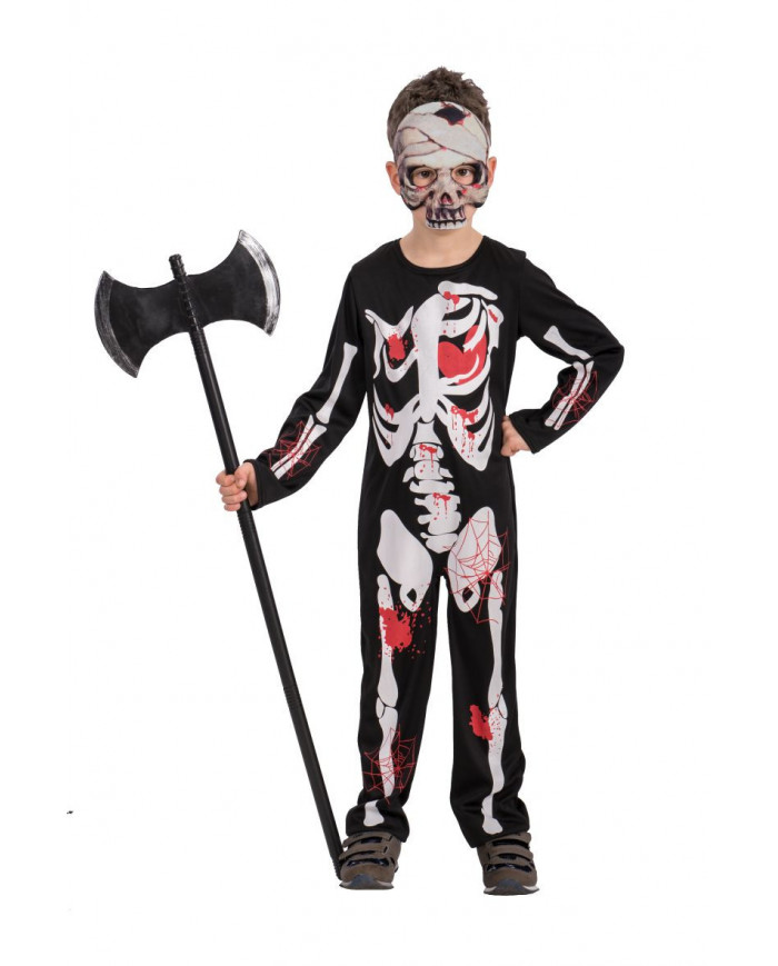 Costume da scheletro per bambini. Una pratica tuta in tessuto