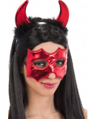 Set consisting of mask and headband with horns in lurex fabric