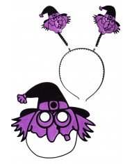 Set consisting of witch mask and headband in reflective fabric