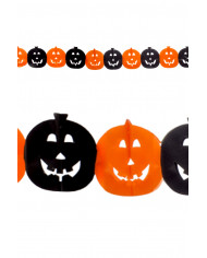 Paper garland with lots of orange and black pumpkins of