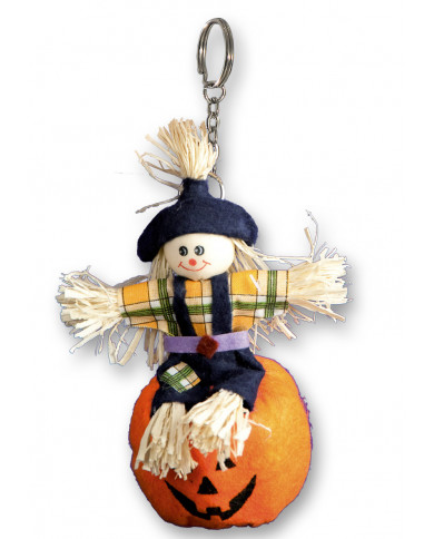 Porte-clés citrouille avec épouvantail, hauteur 12 cm environ avec