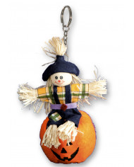 Porte-clés citrouille avec épouvantail, hauteur 12 cm environ avec