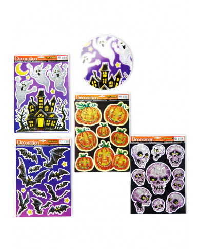 Decorazioni adesive per vetro in modelli Halloween assortiti