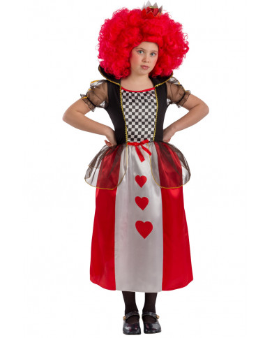 Queen of hearts costume for children composed by stretchy dress