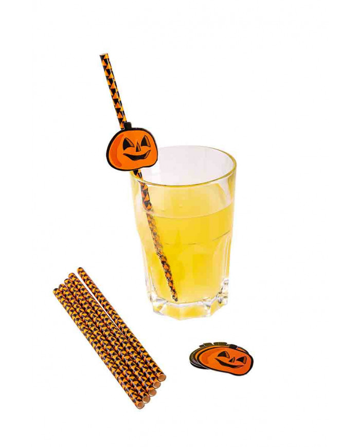 Pack of 6 orange straws with a nice paper pumpkin. Ideal to