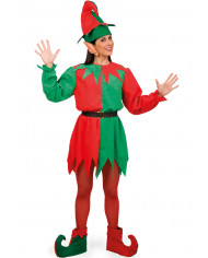 Elf costume for woman with velvet dress with belt, hood, ears
