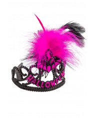 Crown in black plastic with fuchsia reflective decorations and