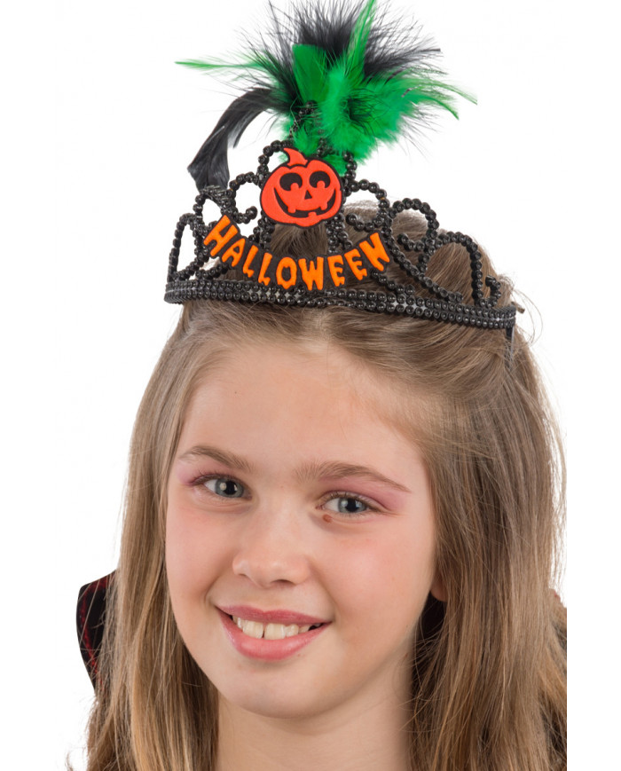 Crown in black plastic with orange reflective decorations and