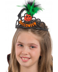 Crown in black plastic with orange reflective decorations and