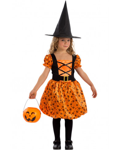 Costume da streghetta per bambina. Composto da un abito in