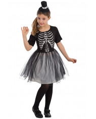 Witch costume for children composed of stretchy dress with veil