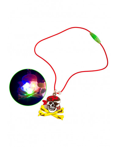Collier en caoutchouc avec tête de mort et lumières (piles comprises)