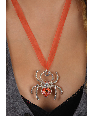 Collana in metallo con legaccio in tessuto. Per un