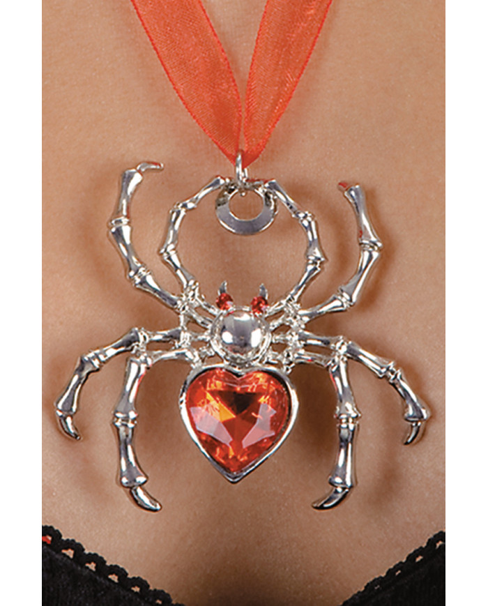 Collana in metallo con legaccio in tessuto. Per un