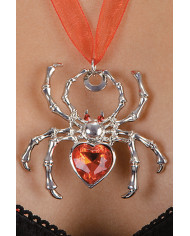 Collana in metallo con legaccio in tessuto. Per un