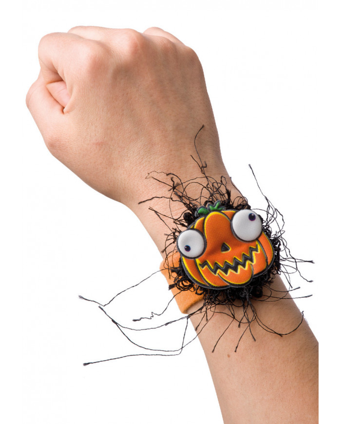 Bracelet à claquer avec citrouille sur papier cartonné